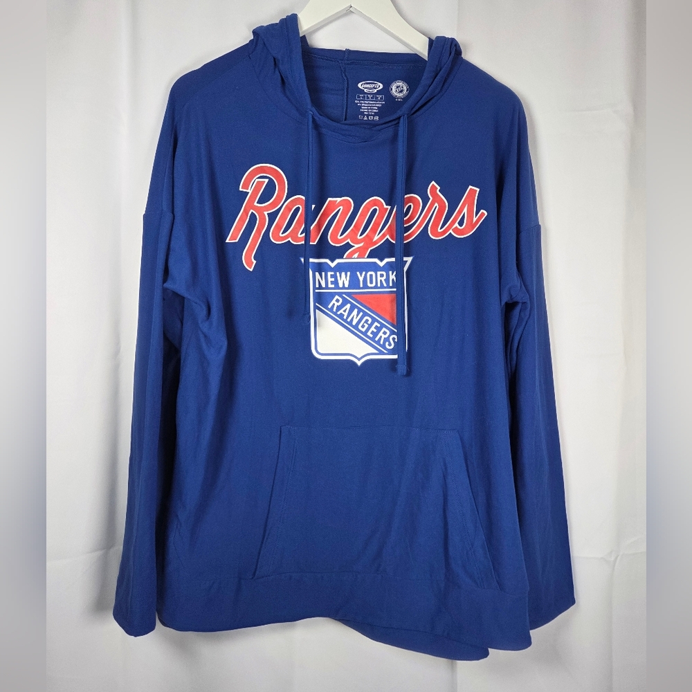 New York Rangers NHL Women’s L Blue Lightweight Hoodie Shirt Oversized